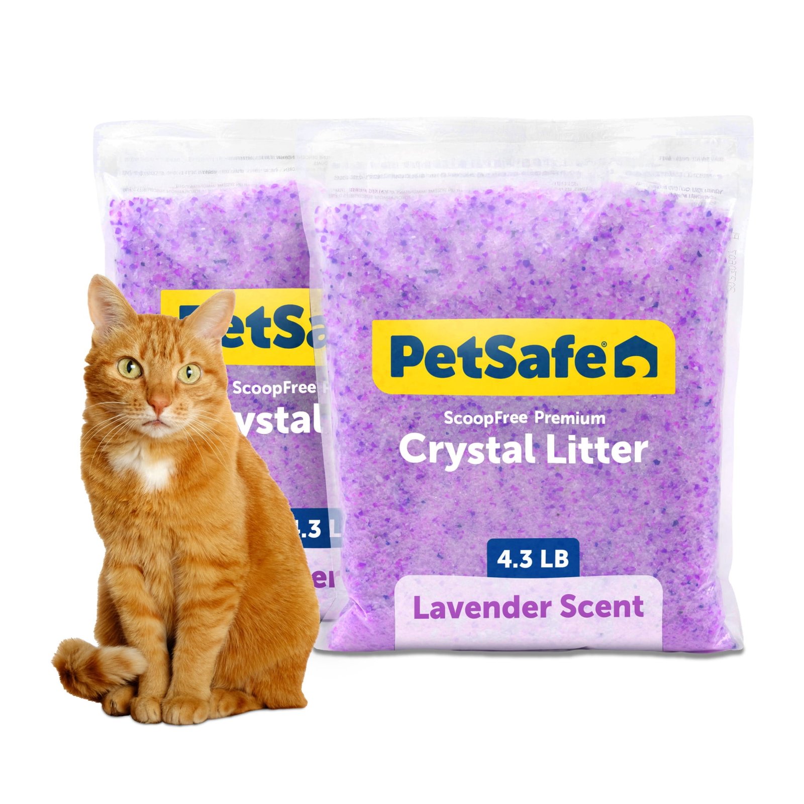 PetSafe ScoopFree Premium Crystal Cat Litter, Lavender, Silica Crystals, 4.3 lb, 2-Pack, Purple