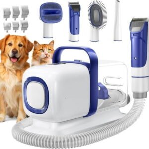 Dog Grooming Kit with Vacuum, 15000Pa Pet Hair Clipper and Shedding Brush, 50dB Low Noise, 2L Capacity,