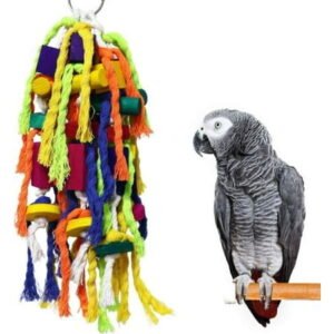 ColourTree Large Parrot Toy – Multicolored Wooden Blocks Tearing Toys for Birds
