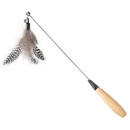 Kunwu Wooden Handed Feather Cat Teaser, Interactive 1-Piece Cat Toy