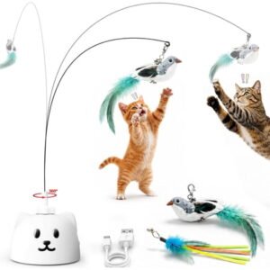 CATPICK Automatic Flying Bird Cat Toy for Indoor Cats, Interactive Rechargeable Cat Toy with 2 Speeds, 360° Motion & Washable Suction Base