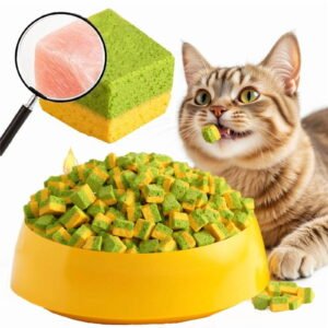 GREMBEB Cat Toy Grass Treats Freeze Dried 2 in 1 100g Fish Oil Chicken Cats Chew Grass Pellet Kitten Catnip for Hairball Removal Kitty Bite Snack for Cleaning Teeth Kitten Dental Food Indoor (3.53oz)