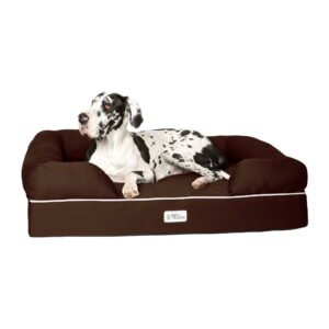 PetFusion Ultimate Dog Lounge Orthopedic Memory Foam Bed with Waterproof Liner and Removable Breathable Cotton Cover, XXL 50″ L for Pets up to 125 lbs, Brown