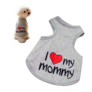 Sleeveless Cotton Puppy T‑Shirts for Small Dogs, Breathable Summer Pet Clothes, I Love My Daddy & Daddy’s Girl Stretchy Stylish Dog Apparel
