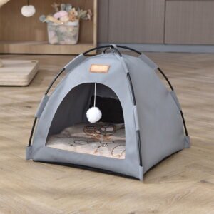 Four-Season Pet Tent House, Semi-Enclosed, for Small Dogs Cats, Washable Waterproof, Gray/Green/Khaki, Outdoor Indoor Bed, Teddy Suitable