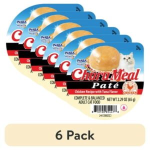 (6 pack) INABA Churu Meal Paté Adult Wet Cat Food, 2.29 oz cup, Chicken Recipe with Tuna Flavor