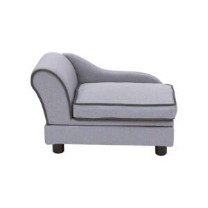 Teamson Pets Ivan Chaise Lounge Dog Bed with Storage for Pets up to 33 lbs, Gray
