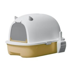 QSTDGVPW Cat Litter Box, Pet Litter Box with Lid, Pet Accessories, Durable, Closed Litter Yellow