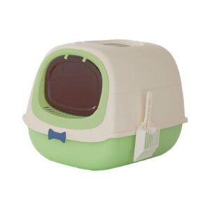 balikha Cat Litter Box with Hood, Cat Litter Box for Domestic Cats, Pet Accessories, 54 X 40 X 40cm, Litter Box with Hood, Closed Litter Box green