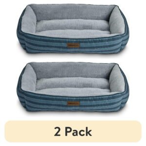 (2 pack) Vibrant Life Extra Large Dog Bed, Bolster Bed for Large Dogs, 42″ x 32″, Blue