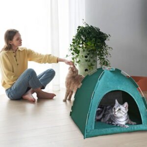 Ikohbadg Universal Pet Tent for Cats and Dogs All Season Foldable Pet House Breathable Outdoor Kitty House