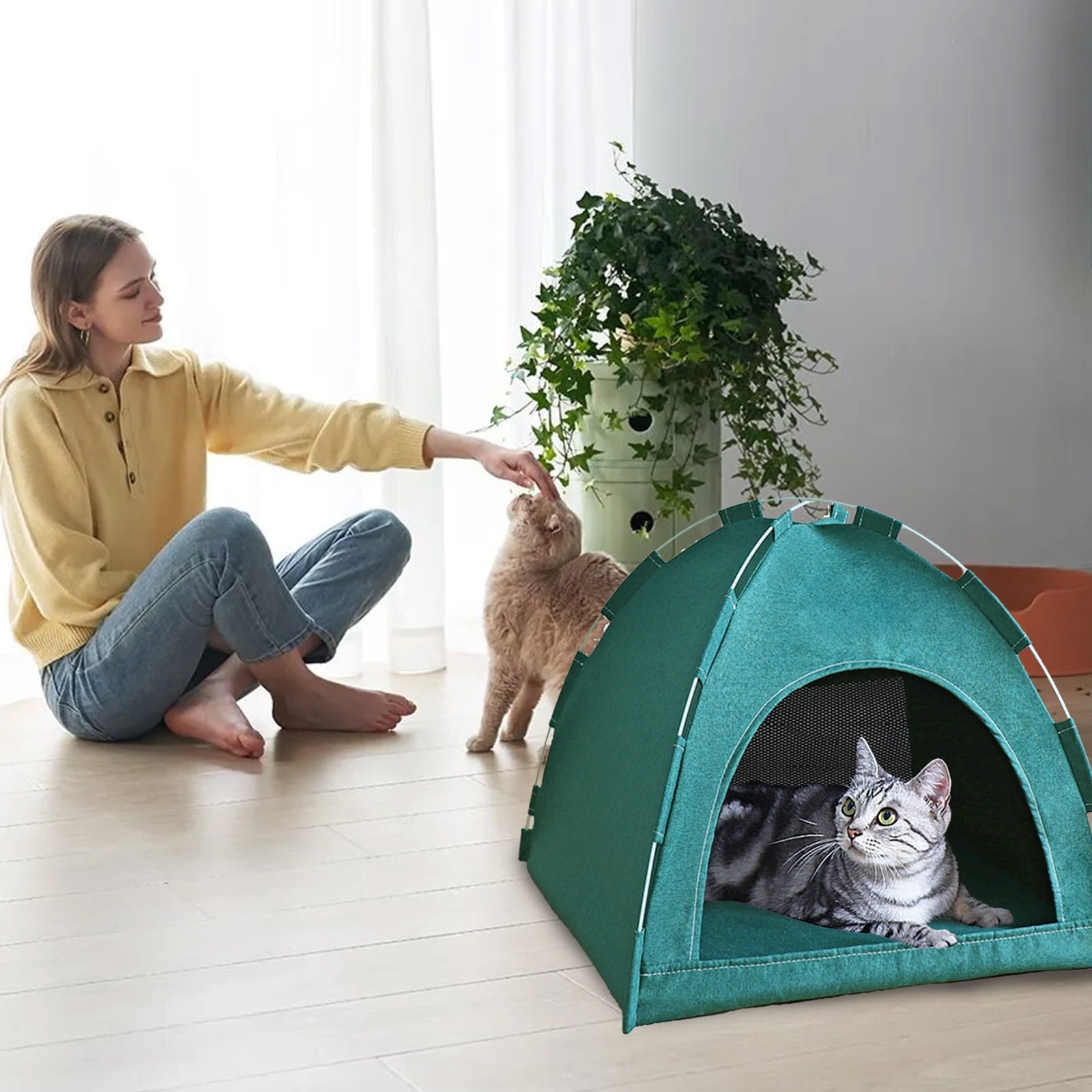 Ikohbadg Universal Pet Tent for Cats and Dogs All Season Foldable Pet House Breathable Outdoor Kitty House