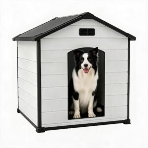 Huisuilinss Large Dog House Outdoor,Resin Plastic Dog Kennel With Elevated Floor & Air Vent,Large Dog Shelter,Weatherproof Doghouse For Large Dogs,Easy Cleaning