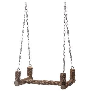 Bird Swing for Cage Parrot Perch Natural Wood Stand Chew Toy for Large Birds