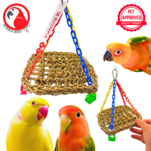 Bonka Bird Toys 1726 Platform Central Seagrass Acrylic Plastic Parrot Cage Swing