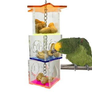 Parrot Toys Hanging Accessories for Foraging Birds Acrylic Pet Supplies and Enrichment Platform Competition Style, 34X6 cm, Multicolor
