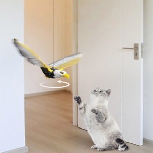 YOHAVEN 360° Flying Bird Toy, Ceiling Hanging Hovering Pet Toy Without Sound or Light, Rotating Exercise Toy for Cat Indoor Playtime Interactive Entertainment