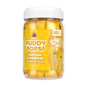 Weruva Puddy Pops Chicken & Pumpkin Lickable Cat Treats, 0.5 oz., Count of 50
