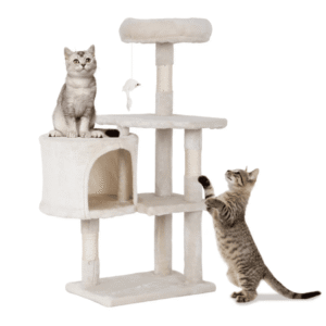 YRLLENSDAN 36in Cat Trees Cute Cat Tower Cat Condo Multi-Level with Sisal-Covered Scratching Posts, Condo, Furball Toy, Climbing Ladder, Extended Platform, Beige