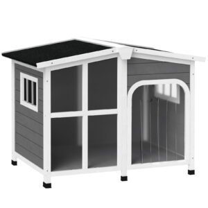 Giant Window Wooden Dog House for Large Dogs Outdoor & Indoor