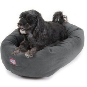 Majestic Pet Suede Bagel Dog Bed Machine Washable Gray Small 24″ x 19″ x 7″