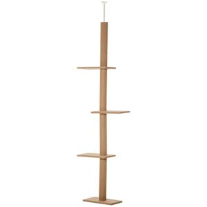 Floor to Ceiling Cat Tree Climbing Tower with Sisal Scratching Posts Natural Cat Activity Center Furniture Brown