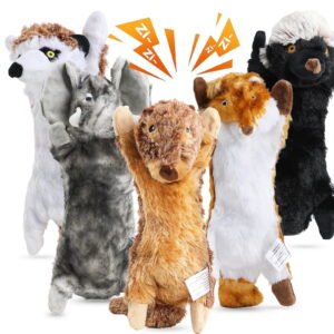 MASBRILL 5Pcs Dog Squeaky Toys, Crinkle PlushToys for Chewing&Teething– Stuffless Animal Toys, Fun Gift Set for Puppy to Large Dogs
