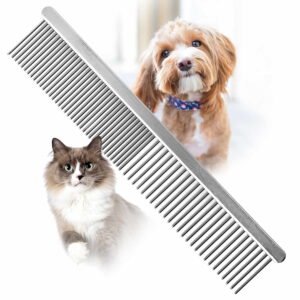 Jeffers Flat Back Pet Grooming Comb for Dogs and Cats, 7.5″ Steel