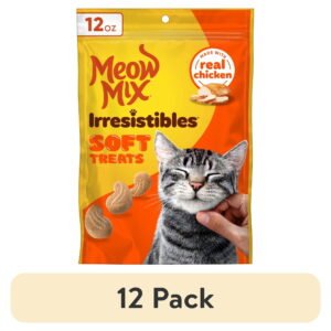(12 pack) Meow Mix Irresistibles Soft Cat Treats Made With Real Chicken, 12 oz Pouch