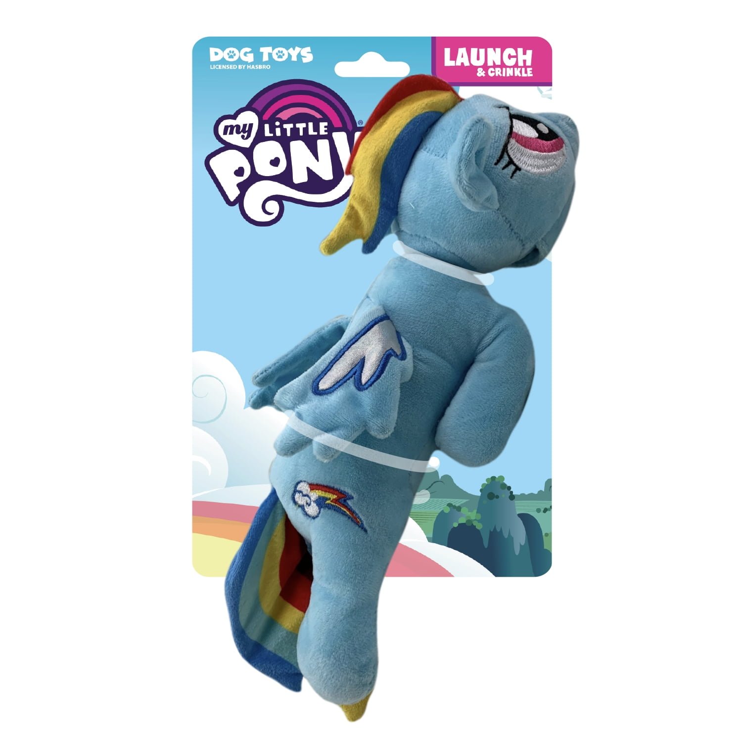 Hasbro My Little Pony Rainbow Dash Launch & Crinkle Plush Dog Toy, 13 inches