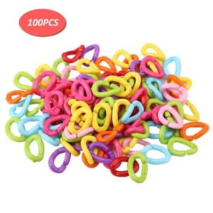 Bird Chain Links, 100Pcs Plastic Bird C-Clips Hooks Chain Links DIY Parrot Toys Mix Color, Chain Links Toys