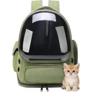 Cat Backpack Carrier,Breathable Transparent, Foldable ,Ergonomic 3D Design, Shaded Travel Bag for Kitty & Small Dog up to 15lbs