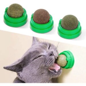 3pcs Silvervine Catnip Balls, Edible Kitty Toys for Cats Lick, Safe Healthy Kitten Chew Toys, Teeth Cleaning Dental Cat Toy, Cat Wall Treats