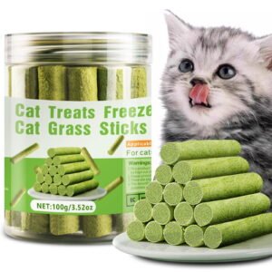 Cat Natural Grass Teething Sticks 100g for Hairball Removal, Dental Care, Appetite Increase – Catnip Chew Toys, Edible Treats for Indoor Cats and Kittens