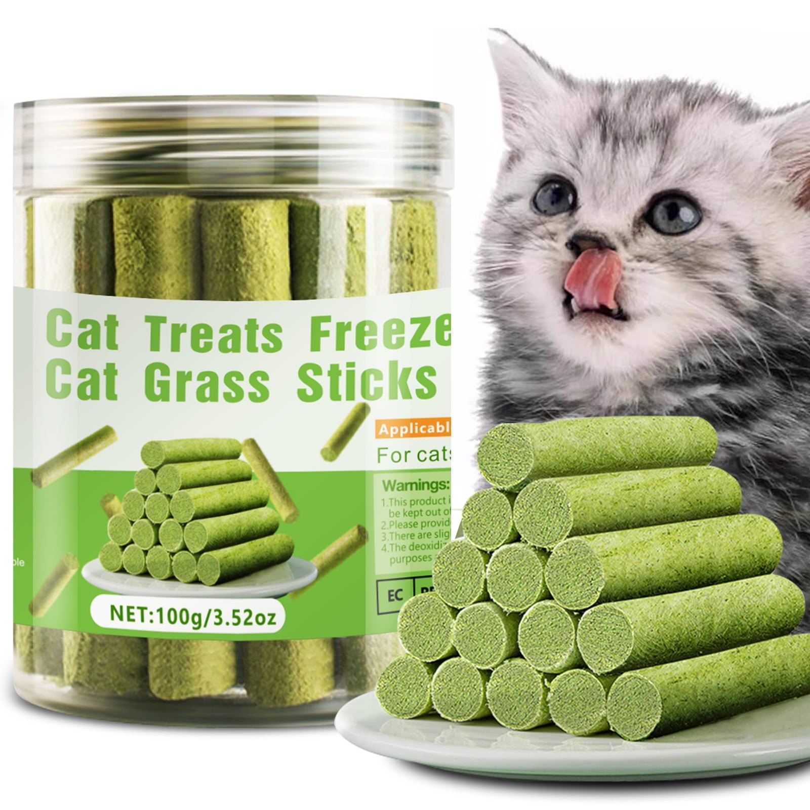 Cat Natural Grass Teething Sticks 100g for Hairball Removal, Dental Care, Appetite Increase – Catnip Chew Toys, Edible Treats for Indoor Cats and Kittens