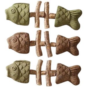 Catnip Fishbone Chew Toys, Teeth Grinding, 3 Piece Set, Interactive Teeth Cleaning Toys for Indoor Cats Kitten Teething Soothing Gums