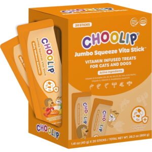 Choolip Jumbo Squeeze Vita Stick Lickable Treats for Cats & Dogs, 28.2 oz (20 Sticks)