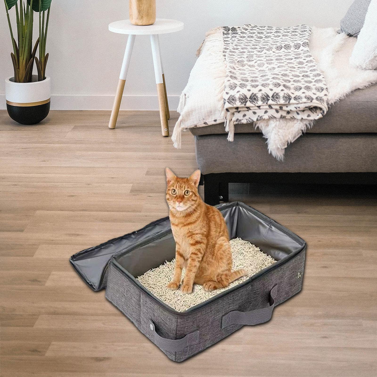 EHJRE Portable Cat Litter Box Travel Litter Tray Case with Lid Accessories Leakproof Carrier Pet Supplies for Road Trip Hotel Stays