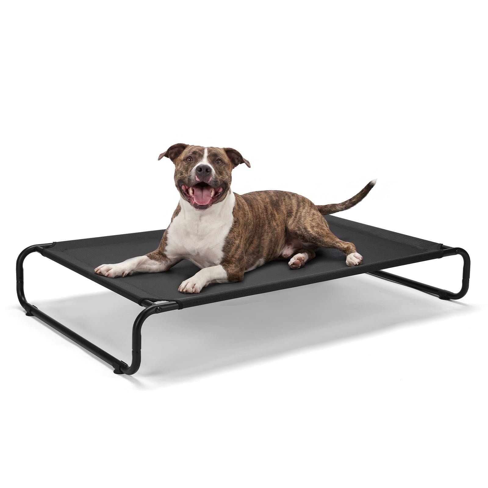 Veehoo Extra Large Cooling Elevated Dog Bed, Indoor Outdoor Raised Pet Cot, Black