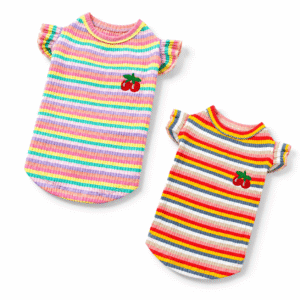 Pink+Orange Medium Striped 2-Pack Puppy Vest Pet Apparel for Small Dogs and Cats