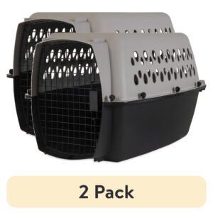(2 pack) Vibrant Life Small/Medium Hard-Sided Pet Carrier, Black and Gray, 25 lb Limit
