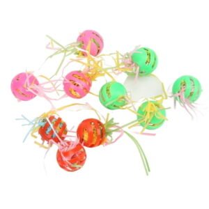 10-Pack Colorful Hollow Bird Foraging Balls with Bell, Refillable Plastic & Paper Shredding Chew Toys for Budgie Cockatiel Parrots 10pcs Bell