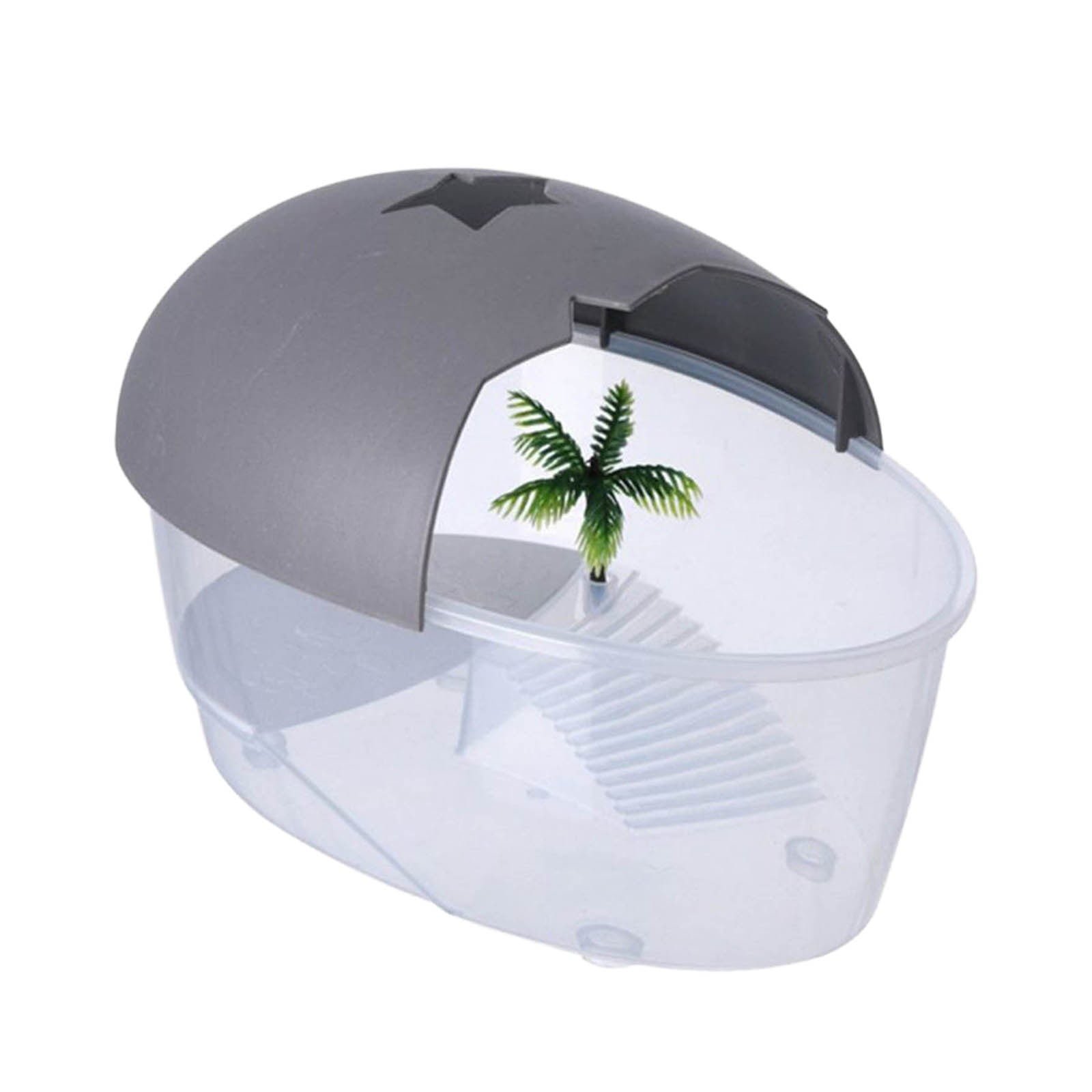 Small Aquarium Turtle Tank Reptile Terrarium Basking Island With Built-in & Lid for Pet Habitat
