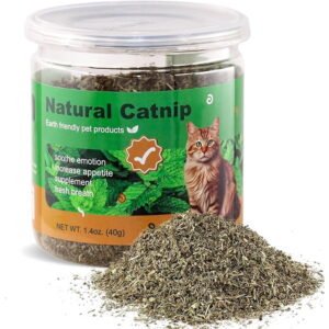 Organic Catnip, Used as a Snack or Refillable Treats for Cat, Without Stalks & Stems, All Natural & Safe for Cat Play Training