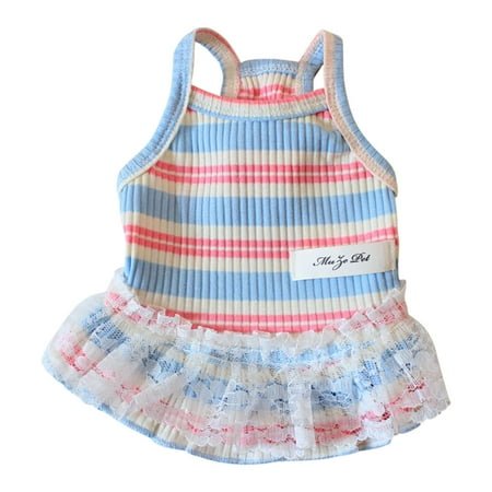 Ranliy Dog Shirt Puppy Dresses Clothes Pet Sleeveless Vest T-Shirt, Summer Skirt Cute Girls Tether Dress Outfits for Small Medium Dogs Cat Top Costume Breathable Apparel