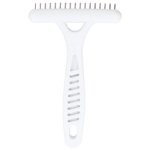 NFTIGB Pet Double Row Rake Dog Deshedding Comb Undercoat Brush Grooming Hair Removal Tool for Long Thick Coat (5.4×3.5in / 13.8×8.8cm)