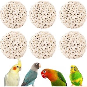 6 Pcs Bird Toys Sola Balls, Bird Foraging Toy, Soft Parrot Chew Toy for Parakeets, Cockatiels and Conures