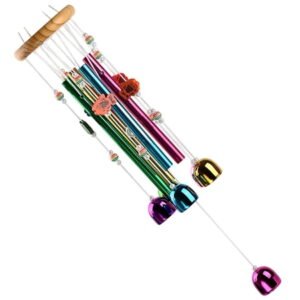 Bird Chewing Toy, Colorful Wind Chime with Crisp Sound, Sturdy Aluminum Tubes, Fish-Shaped Wood Pieces, Parrot Cage Hanging Bells for Conures, Budgies, Cockatiels, 27.6 in Total Length