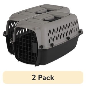 (2 pack) Vibrant Life Extra Small Plastic Hard-Sided Pet Carrier, Black and Gray, 10 lb Limit