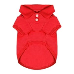 Cute Puppy Cat Dog Polo Shirt T-Shirt Solid Breathable Clothes Apparel for Small Pet And Medium Sized Dogs And Cats (Red, S)